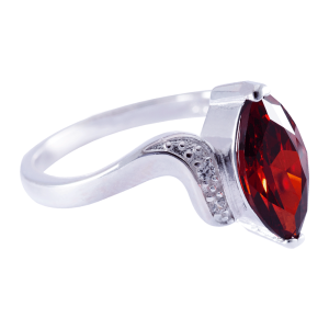 Anillo de plata italiana 925 circón rojo rombo Brilho