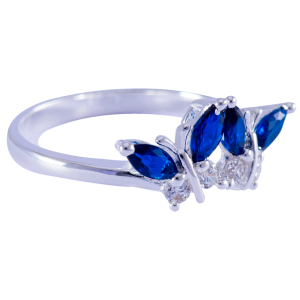 Anillo de plata italiana diseño mariposa azul Brilho
