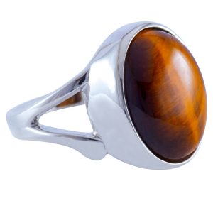 Anillo plata tailandesa 925 y piedra natural café Brilho