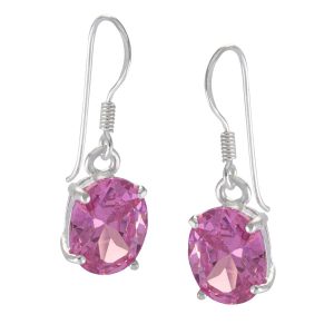Aros de plata italiana 925 con circón rosado Brilho