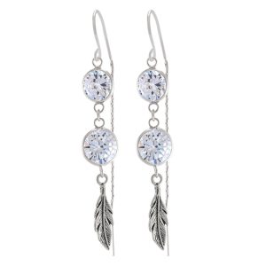 Aros doble circón blanco y pluma envejecida Brilho