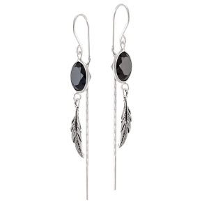 Aros de plata envejecida y circón negro Brilho
