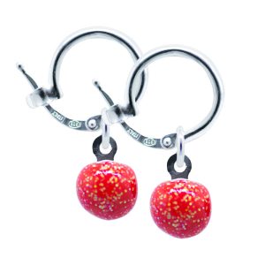 Aros argolla huggies esmaltados color rojo Brilho