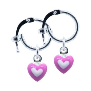 Aros argolla diseño corazón de plata 925 Italiana Brilho