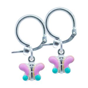 Aros argolla esmaltados diseño mariposa Brilho