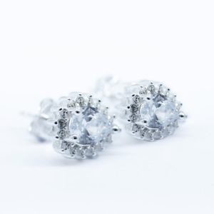 Aros topo diseño lagrima plata italiana 925 y circón Brilho