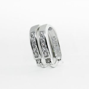 Aros candonga de plata italiana 925 y circones Brilho