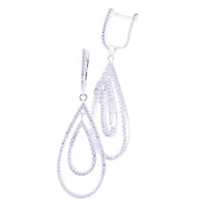 Aros largos diseño doble gota de plata italiana Brilho