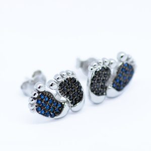 Aros topos diseño pies de 1,9 gramos color negro y azul Brilho