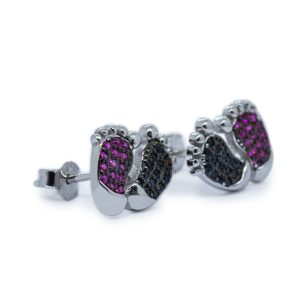 Aros topo modelo pies color violeta y negro de 1,9gr  Brilho