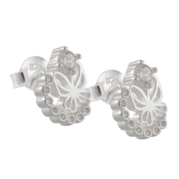 Aros topo de diseño mariposa y micro circones blancos Brilho