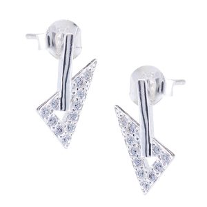 Aros topo diseño escuadra con circones plata 925 Brilho
