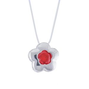 Collar punto de luz diseño corazón circón rojo Brilho