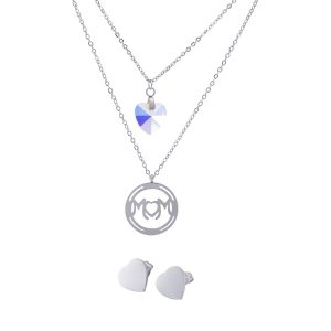 Conjunto de collar y aros en acero Brilho