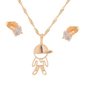 Conjunto aros y collar de niño enchapado en oro Brilho