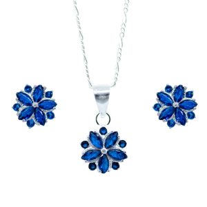 Conjunto aros y dije de plata italiana 925 Brilho