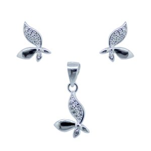 Conjunto de aros y dije con micro circones Brilho