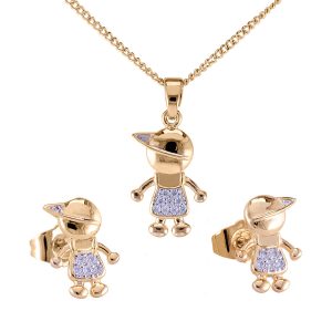 Conjunto collar con dije y aros de niño con micro circones