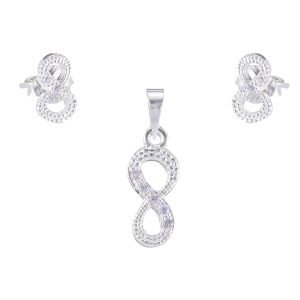 Conjunto dije y aros en plata italiana 925 Brilho