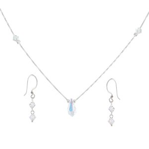 Conjunto de collar y aros largos con cristal murano Brilho