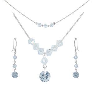 Conjunto collar y pulsera con aros de plata italiana Brilho