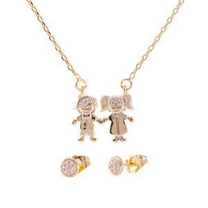 Conjunto de collar y aros topo enchapado en oro Brilho