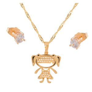 Conjunto aros y collar de niña enchapado en oro Brilho