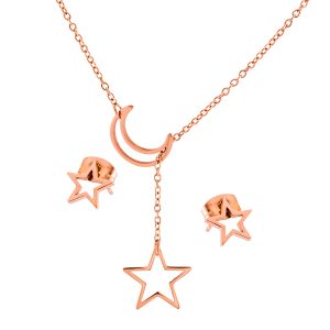 Conjunto collar luna estrella y aros diseño estrella Brilho