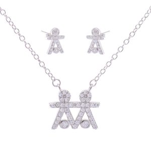 Conjunto collar y aros topo en plata italiana 925 Brilho