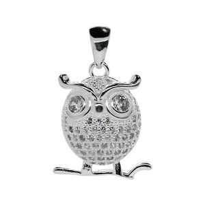 Dije búho con circón y micro circones plata