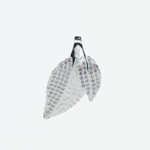 Dije plata italiana 925 diseño hojas con circones Brilho
