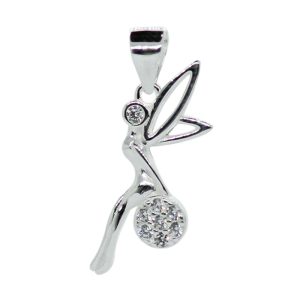 Dije diseño hada en plata italiana 925 con micro circones Brilho