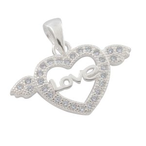 Dije de plata 925 modelo corazón love Brilho