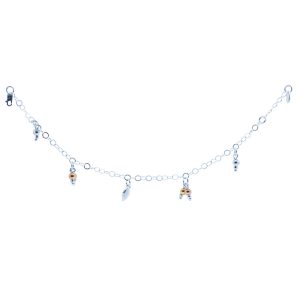 Pulsera de plata Italiana 925 diseños de hoja y esfera Brilho