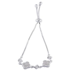 Pulsera ajustable diseño flor con circón blanco Brilho