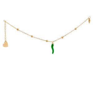 Pulsera de mujer en acero con ají verde Brilho