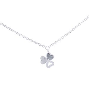 Pulsera tres corazones con circones en plata italiana Brilho