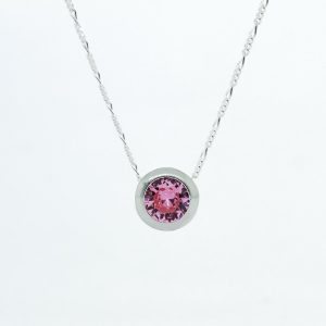 Punto de luz plata 925 de color fucsia sin cadena