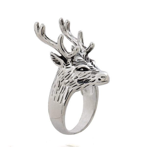 Anillo Ciervo Envejecido. Género Unisex. Talla 24 - US 10. Acero Quirúrgico 316. SKU: AAN0910104-06-T10 Brilho.