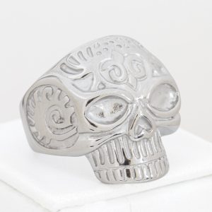 Anillo Diseño Calavera. Acero Quirúrgico 316. Talla 30 - US 13. Género Unisex. SKU: AAN0910104-08-T13 Brilho