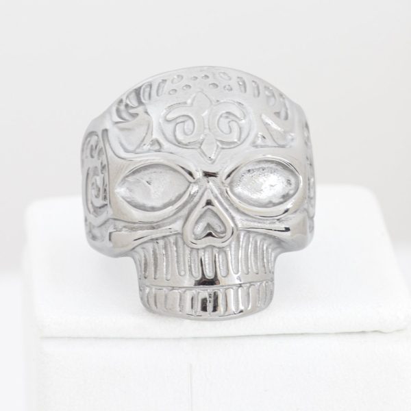 Anillo Diseño Calavera. Acero Quirúrgico 316. Talla 30 - US 13. Género Unisex. SKU: AAN0910104-08-T13 Brilho