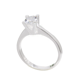 Anillo solitario talla 16 en 3,3 gramos plata italiana 925 Brilho