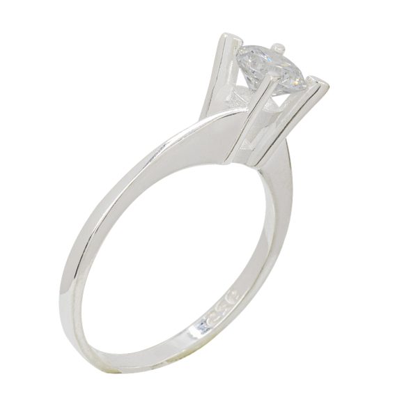Anillo solitario de plata italiana 925 y cirón Brilho