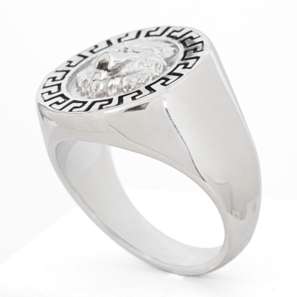 Anillo de Acero Quirúrgico. Diseño de León. Género Unisex. Talla US 11, nº26: Acero Quirúrgico 316 SKU: AAN0120003-01-T11 Brilho.
