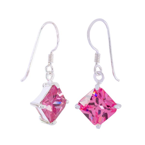 Aros aretes circón cuadrado en plata italiana 925 Brilho