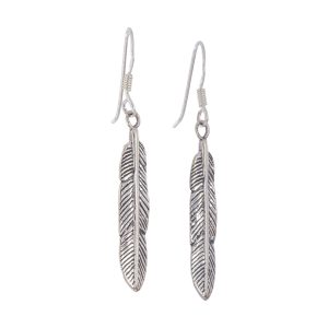 Aros aretes plumas envejecida plata italiana 925 Brilho
