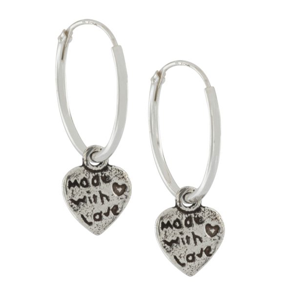 Aros Aretes corazón hecho con amor en 1,5gr Brilho