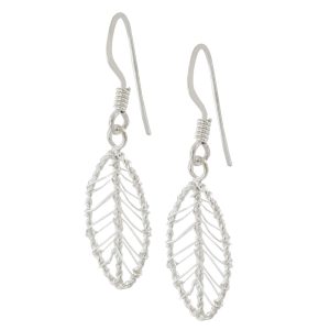 Aros aretes hoja verde de plata italiana 925 Brilho