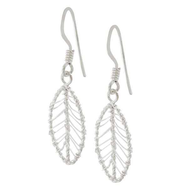 Aros aretes hoja verde de plata italiana 925 Brilho