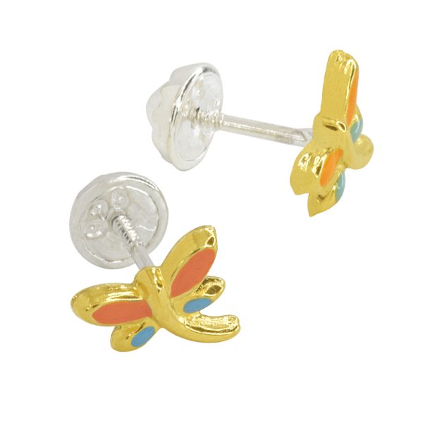Aros topo plata italiana 925 con baño en oro Brilho